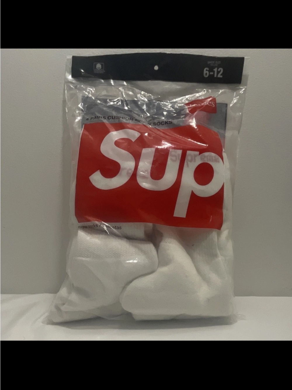 Hanes White Crew Athletic Socks with Red Logo Accent